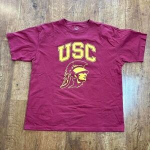 USC Trojan burgundy red graphic cracked t shirt